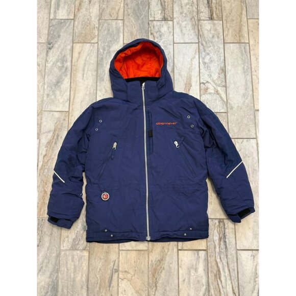 Obermeyer kids size 8 navy puffer Winter UNISEX coat Retails $160. - Picture 1 of 8